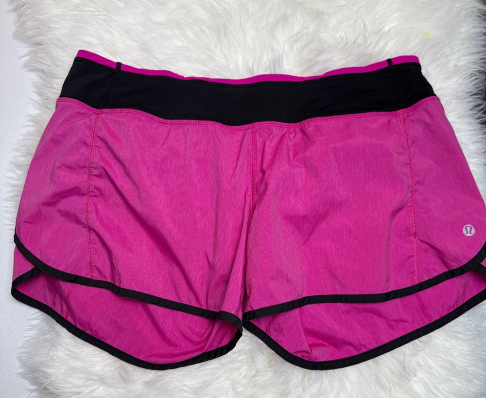 Lululemon Women's Size 10 Speed Short Running Athletic Shorts Pink Blackc